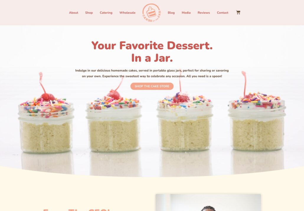 Cakes by the Jar - Food/Ecommerce Website - Homepage Screenshot