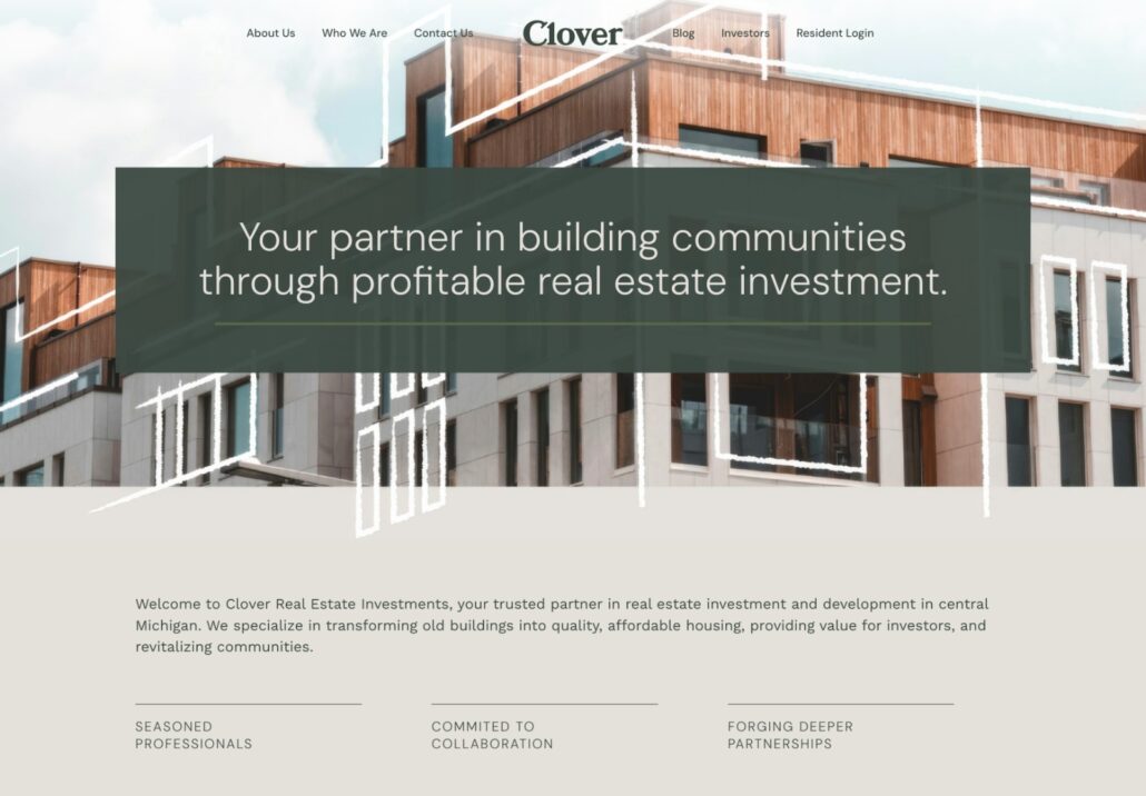 Clover Real Estate Investing - Homepage Screenshot