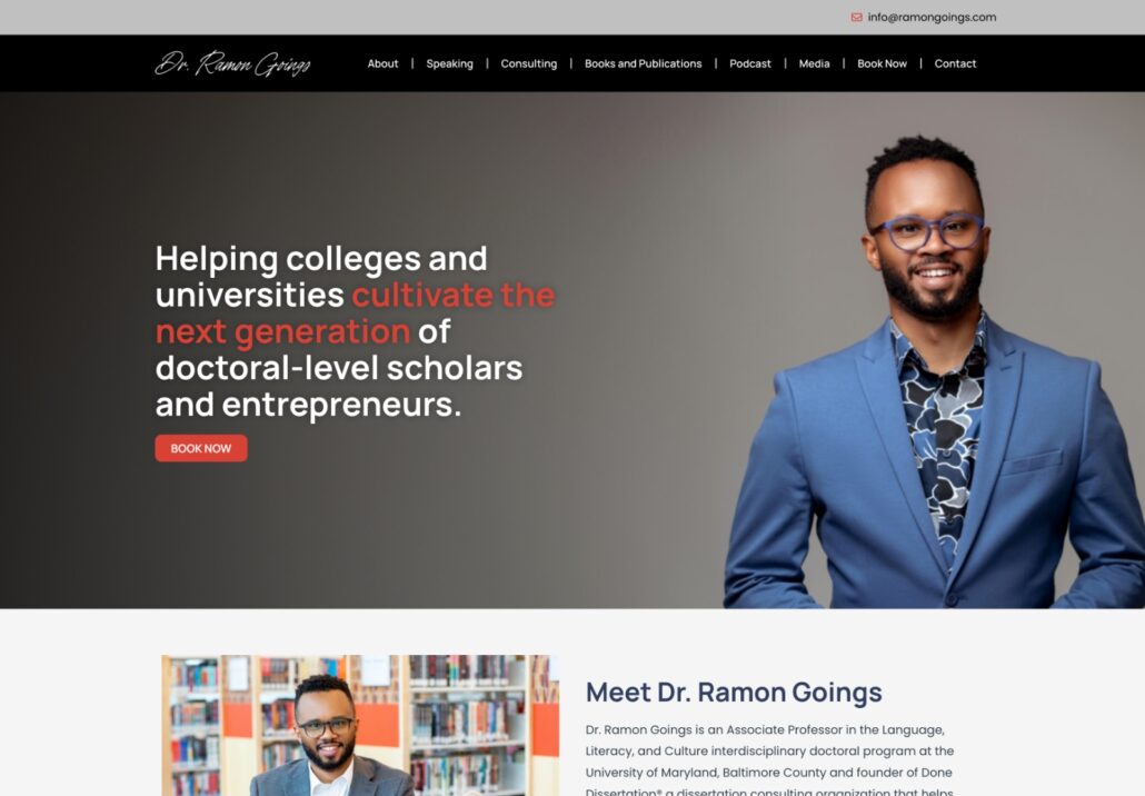 Dr. Ramon Goings - Academic/Consultant Website - Homepage Screenshot