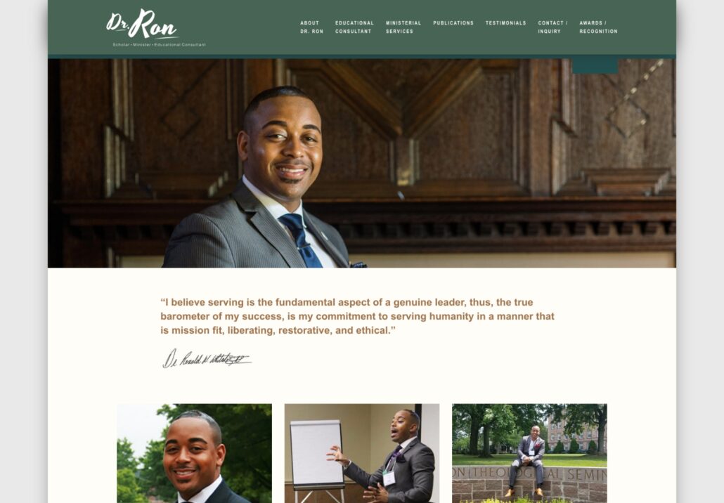 Dr. Ron Whitaker - Academic/Consultant Website - Homepage Screenshot