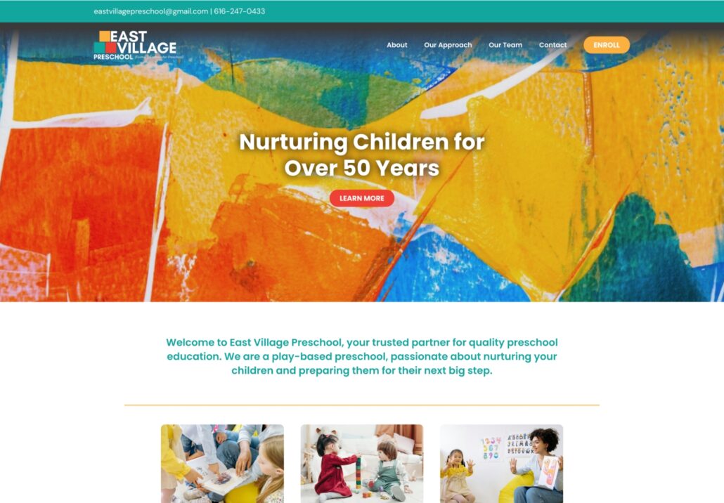 East Village Preschool - Education - Homepage Screenshot