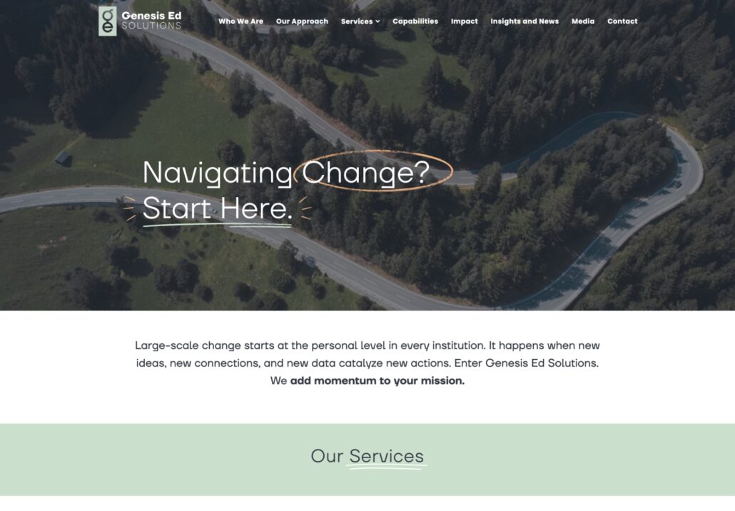 Genesis Ed Solutions - Consultancy Website - Homepage Screenshot