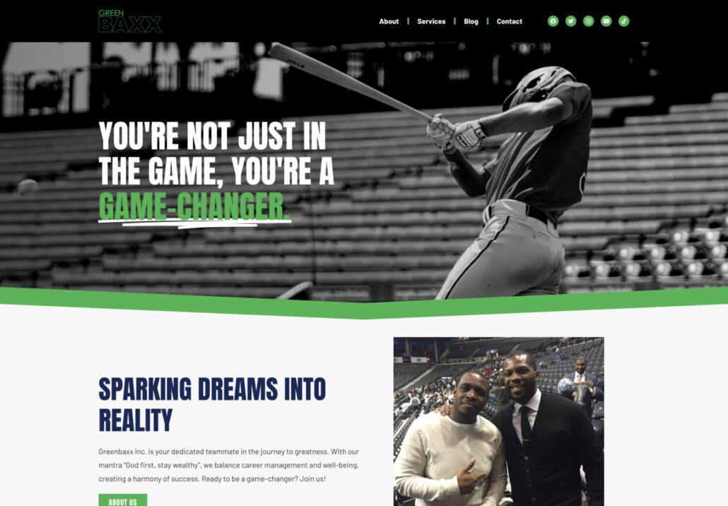 GreenBaxx - Pat Green, Athlete Manager - Homepage Screenshot