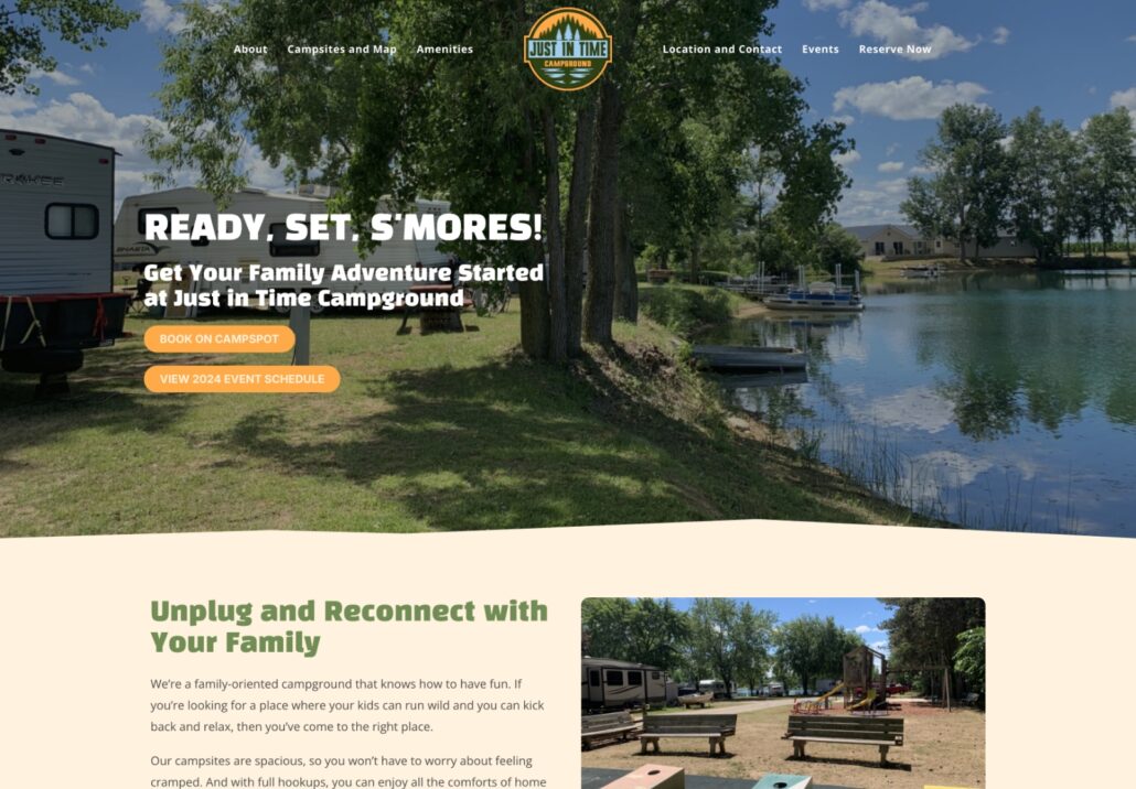Just In Time Campground - Homepage Screenshot