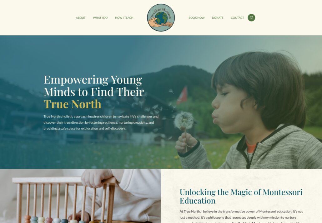 True North Montessori - Education - Homepage Screenshot